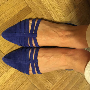 Tesori blue suede flats